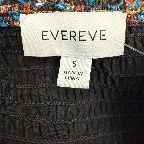 Evereve Top Womens Small Blue Floral Kate Smocked Mesh Sleeve Whimsigoth Fairy - Picture 9 of 10